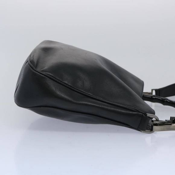GUCCI Bamboo Hand Bag Leather 2way Black 001 1638 Auth 65305 - Picture 3 of 16